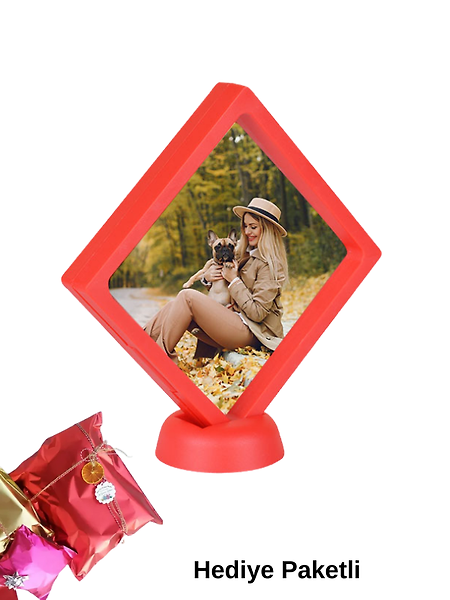 Miracix MRCHTR696 Hatıra Çerçevesi Kişiye Özel Fotoğraf Dahil - 11x11cm Kırmızı