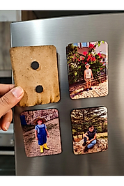 MRC34BS 12 Adet Kişiye Özel Ahşap Üzerine Resim Baskılı Buzdolabı Magneti 7X9.5 cm (Fotoğraf Dahil)