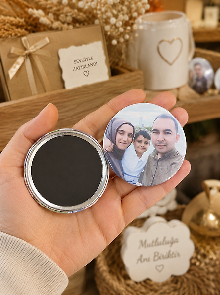Kişiye Özel Rozet Magnet 10'lu Set 58 mm | Fotoğraflı Rozet Magnet | Resimli Buzdolabı Magneti