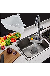 MİRACİX KA47 Üçgen Lavabo Köşe Süzgeçli Organizer BEYAZ