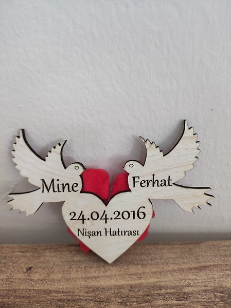 Ahşap Kanarya Söz, Nikah, Nişan, Kına, Düğün Magneti, Hediyelik Magnet 15 Adet