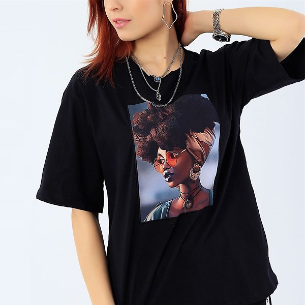 Miracix BS43 Unisex DTF Ön Baskı Siyah Tişört