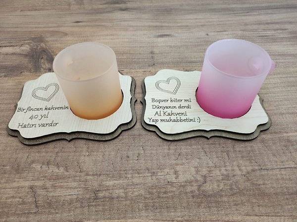 Ahşap Kahve Fincanı Altlığı Kahverengi – Bardak Altlığı Dekoratif Sunumluk