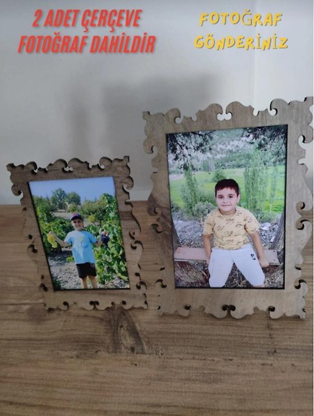 Miracix AS0409 Ahşap Fotoğraf Çerçevesi 13x18 cm ve 15x21 cm (Fotoğraf Dahil) Dekoratif, Masa Üstü Çerçeve