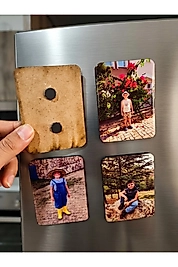MRC34BS 12 Adet Kişiye Özel Ahşap Üzerine Resim Baskılı Buzdolabı Magneti 7X9.5 cm (Fotoğraf Dahil)