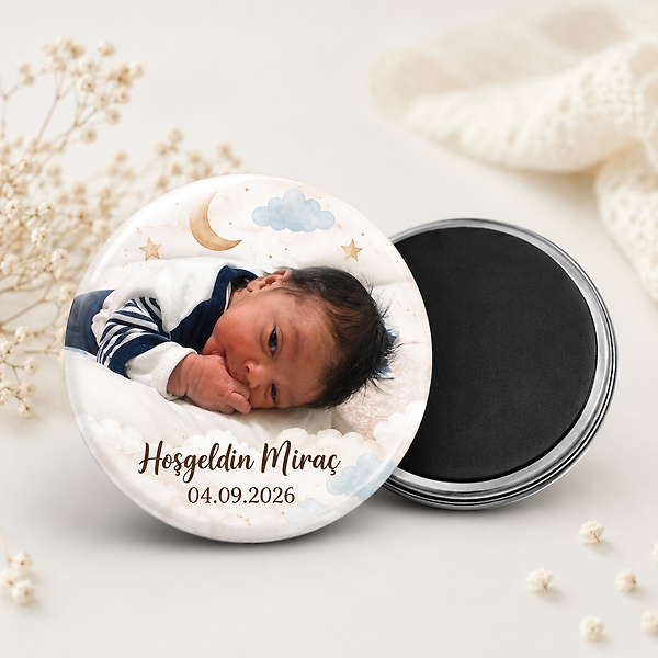Kişiye Özel Rozet Magnet 10'lu Set 58 mm | Fotoğraflı Rozet Magnet | Resimli Buzdolabı Magneti