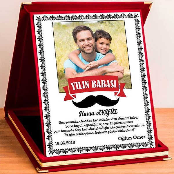 MİRACİX BS72 Kırmızı Kadife Plaket 9x12 cm – Kişiye Özel İsim, Resim ve Metin Baskılı Ödül Plaketi