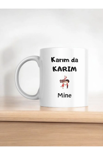 Miracix MRCKLT32 Kişiye Özel Kocamda Kocam Karımda Karım Fotoğraflı İsimli 2'li Kupa Bardak
