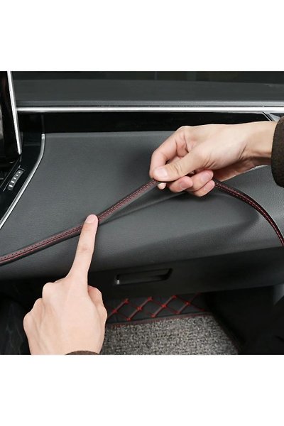 Miracix MR01 Araba Oto İçi Dekoratif Kapı Çizgi Dikişli Deri Trim Şerit 2.5 Mt