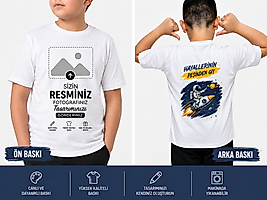 MRCXTS01 Kişiye Özel Fotoğraf Baskılı Beyaz Tişört – Yazılı Resimli Unisex Tshirt 6 - 7 Yaş-Çift Yön Baskı
