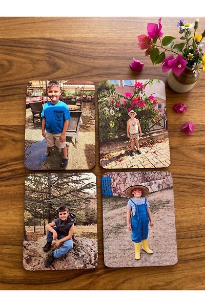 MRC34BS 12 Adet Kişiye Özel Ahşap Üzerine Resim Baskılı Buzdolabı Magneti 7X9.5 cm (Fotoğraf Dahil)