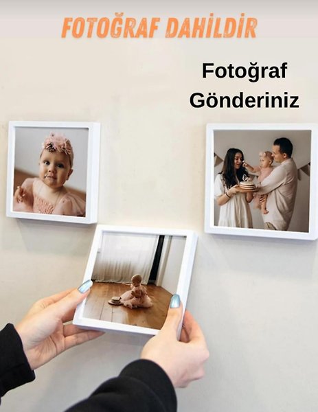 Yapışkanlı (FOTOĞRAF DAHİL) Sök Tak Pola Çerçeveler 12x12cm - 3'lü Paket