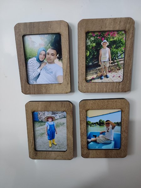 8 Adet 7x9.5 cm Kişiye Özel Resimli Ahşap Buzdolabı Magneti (Fotoğraf Dahil)