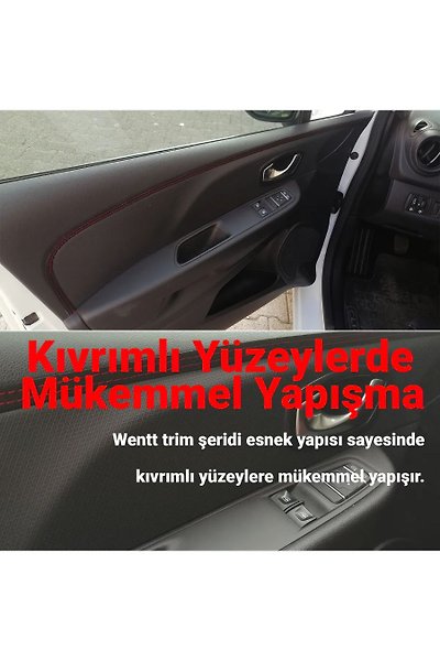 Miracix MR01 Araba Oto İçi Dekoratif Kapı Çizgi Dikişli Deri Trim Şerit 2.5 Mt