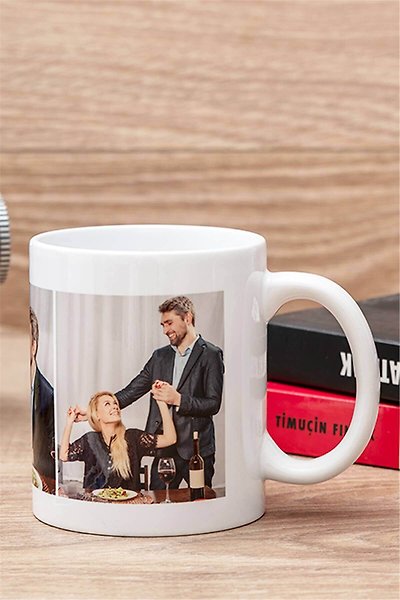 Miracix MRCKLT33 Kişiye Özel 2 Fotoğraflı Baskılı Beyaz Kupa Bardak Hediyelik