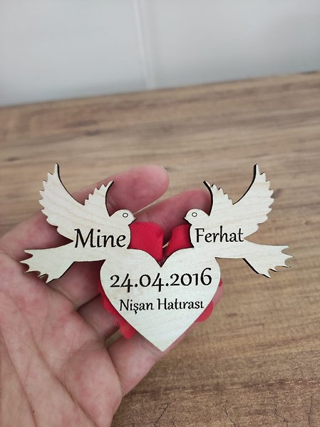 Ahşap Kanarya Söz, Nikah, Nişan, Kına, Düğün Magneti, Hediyelik Magnet 15 Adet