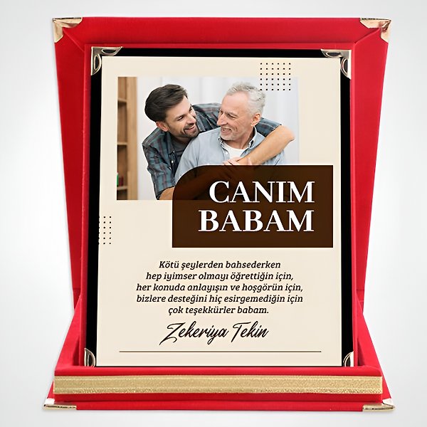 MİRACİX BS73 Kırmızı Kadife Plaket 12x16 cm – Kişiye Özel İsim, Resim ve Metin Baskılı Ödül Plaketi