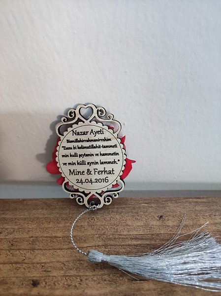 Ahşap Nazar Ayeti Söz, Nikah, Nişan, Kına, Düğün Magneti – Hediyelik Magnet