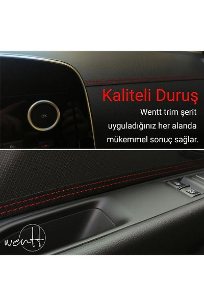 Miracix MR01 Araba Oto İçi Dekoratif Kapı Çizgi Dikişli Deri Trim Şerit 2.5 Mt