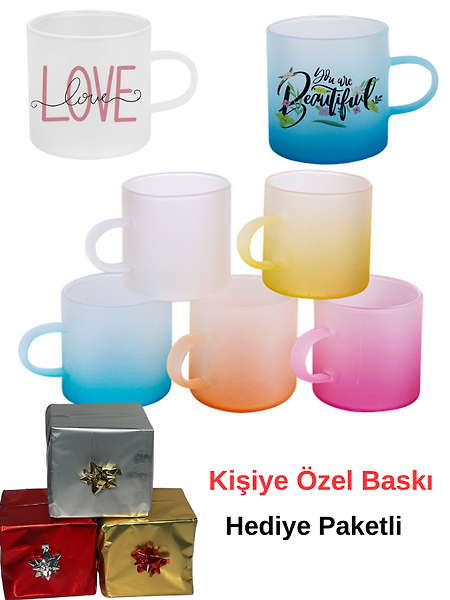 Miracix MRCBZ15 Buzlu Renkli Kahve Fincanı Fotoğraflı Kişiye Özel Tasarım 1 Adet Beyaz