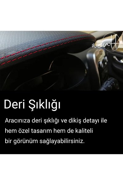 Miracix MR01 Araba Oto İçi Dekoratif Kapı Çizgi Dikişli Deri Trim Şerit 2.5 Mt