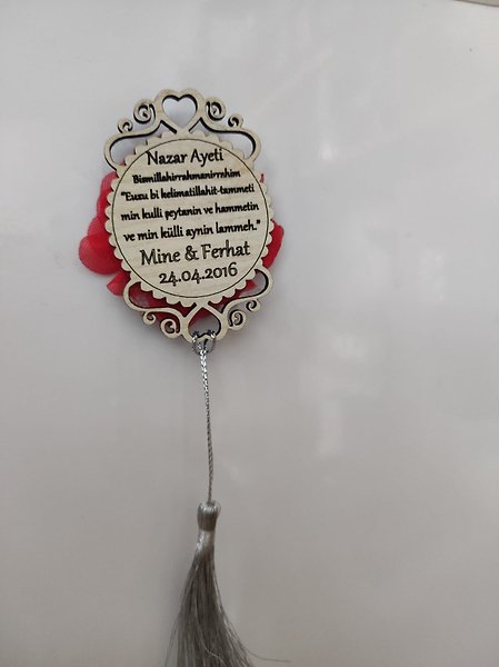 Ahşap Nazar Ayeti Söz, Nikah, Nişan, Kına, Düğün Magneti – Hediyelik Magnet