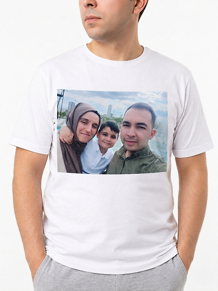 MRCXTS01 Kişiye Özel Fotoğraf Baskılı Beyaz Tişört – Yazılı Resimli Unisex Tshirt