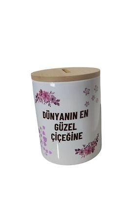 MİRACİX MRKM06 Porselen Bambu Kapaklı Kumbara Kişiye Özel Fotoğraflı Tasarım