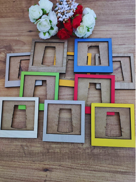 Toptan 10 Adet Renkli Mini Ahşap Fotoğraf Çerçevesi – Bebek, Sevgili ve Anı Dekoratif Set