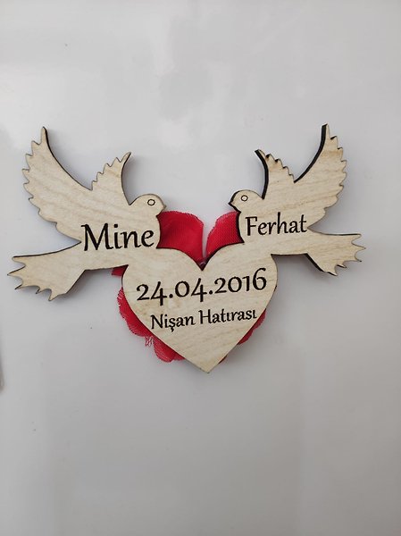 Ahşap Kanarya Söz, Nikah, Nişan, Kına, Düğün Magneti, Hediyelik Magnet