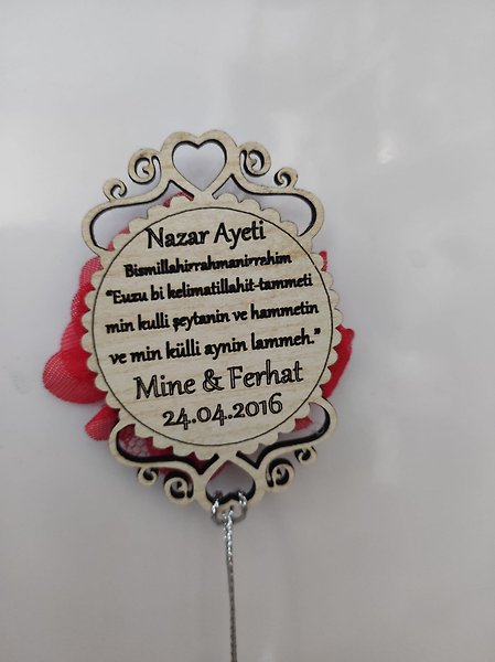 Ahşap Nazar Ayeti Söz, Nikah, Nişan, Kına, Düğün Magneti – Hediyelik Magnet 15 Adet