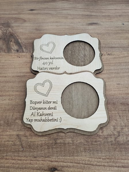 Ahşap Kahve Fincanı Altlığı Kahverengi – Bardak Altlığı Dekoratif Sunumluk 1 Adet